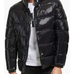 Calvin Klein High Shine Puffer Insulated Jacket Coat Men's Large Black Zipper